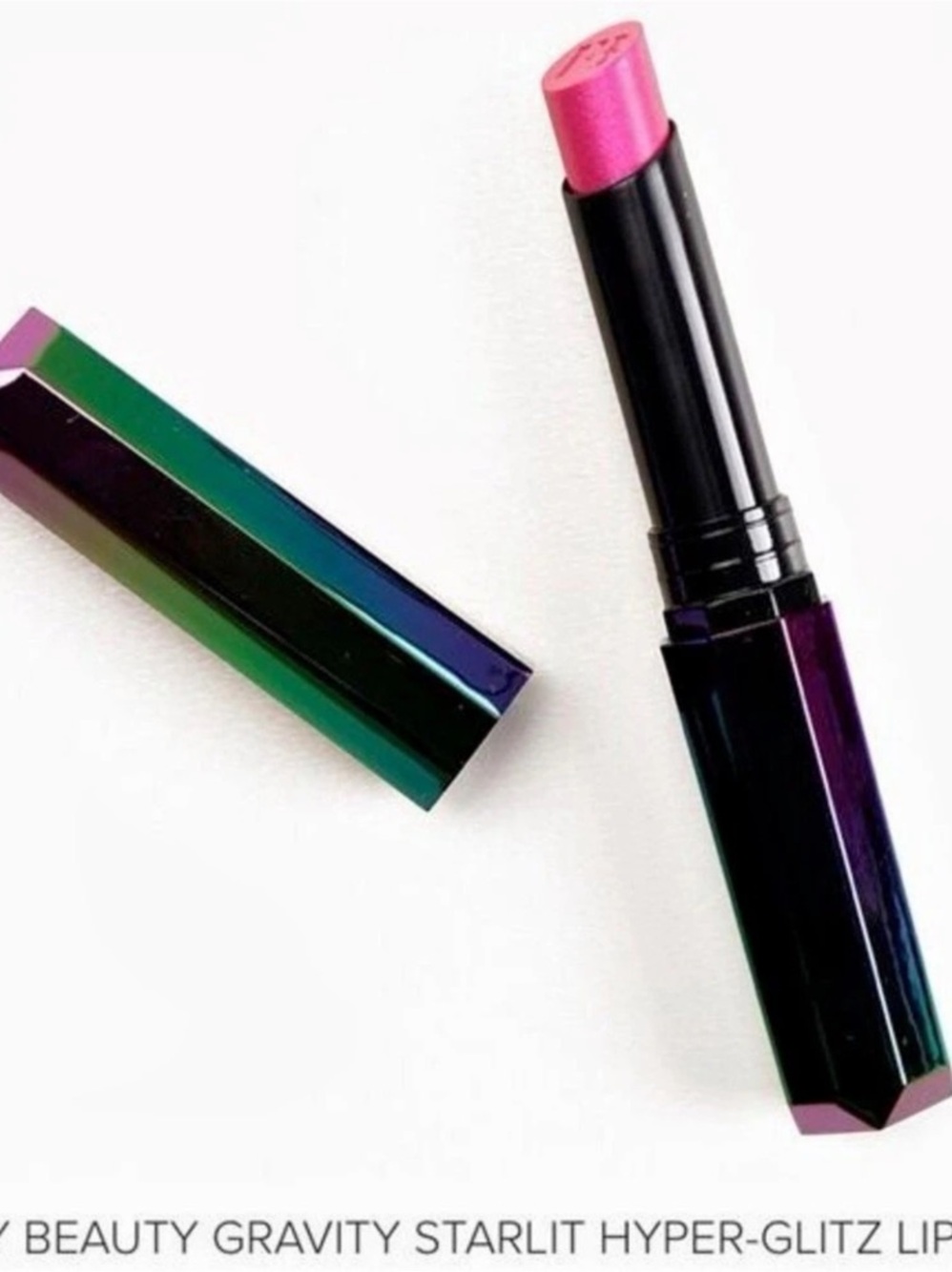 Fenty Beauty Gravity Starlit Hyper-Glitz Lipstick Hot Pink Glitter Swatched NIB